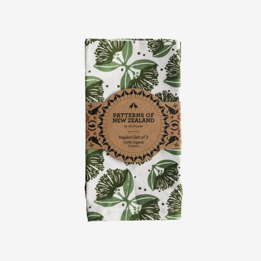 Ali Davies Napkins - Pōhutukawa Olive (Set of 2)