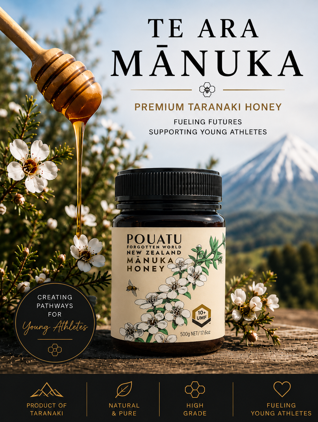 TE ARA MĀNUKA Premium Taranaki Honey - Fueling Flynn's Footy Future