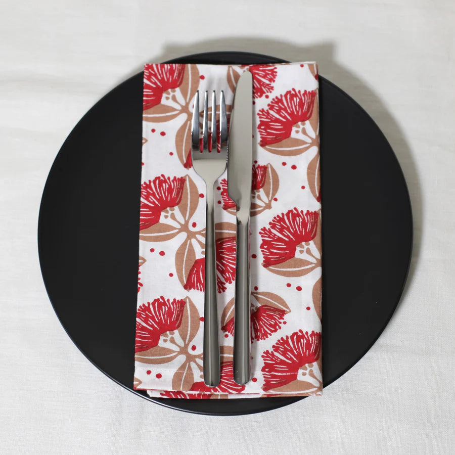 Ali Davies Napkins - Pōhutukawa Red (Set of 2)
