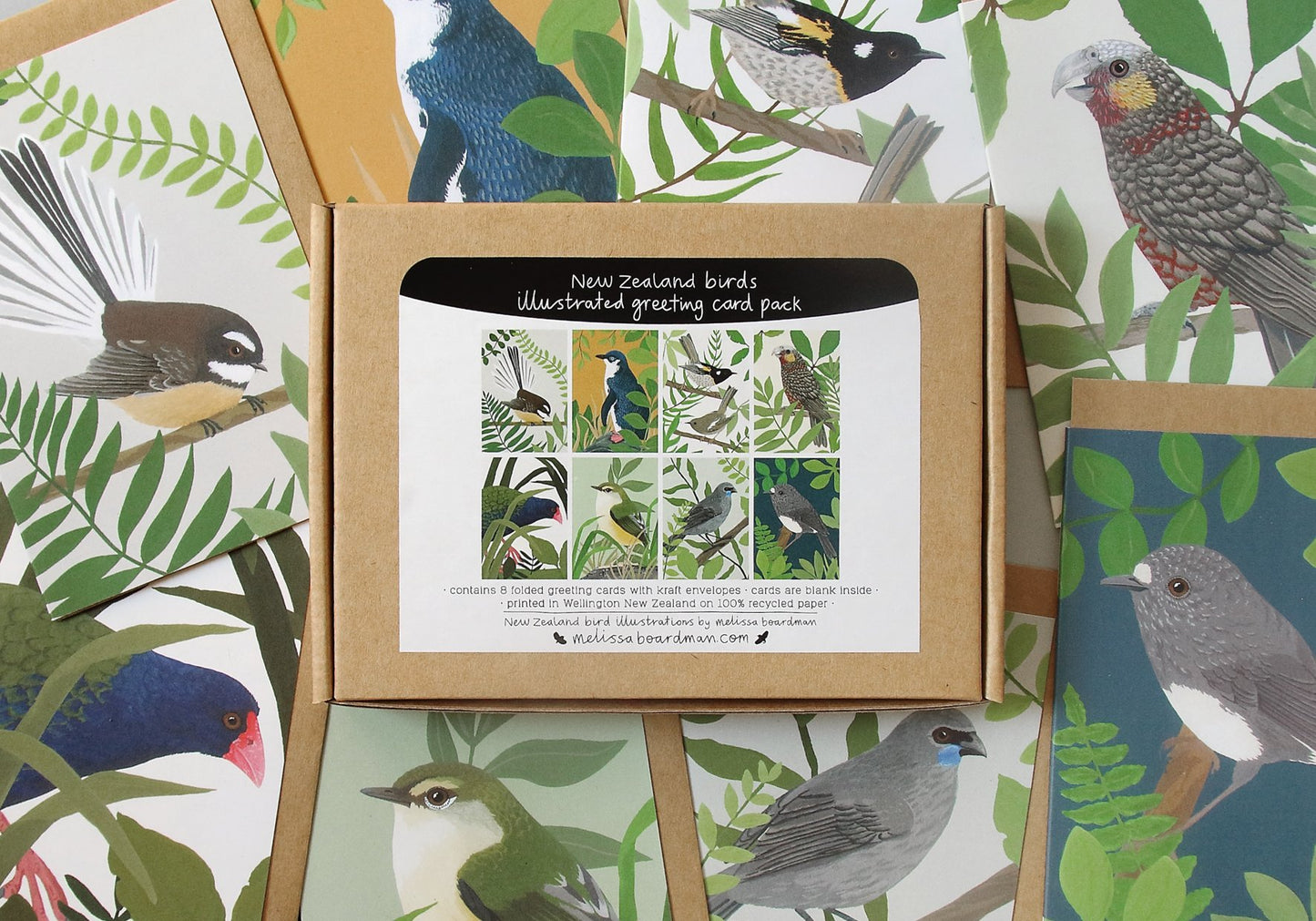 Illustrated NZ Bird Greeting Card Pack of 8 - Pack B