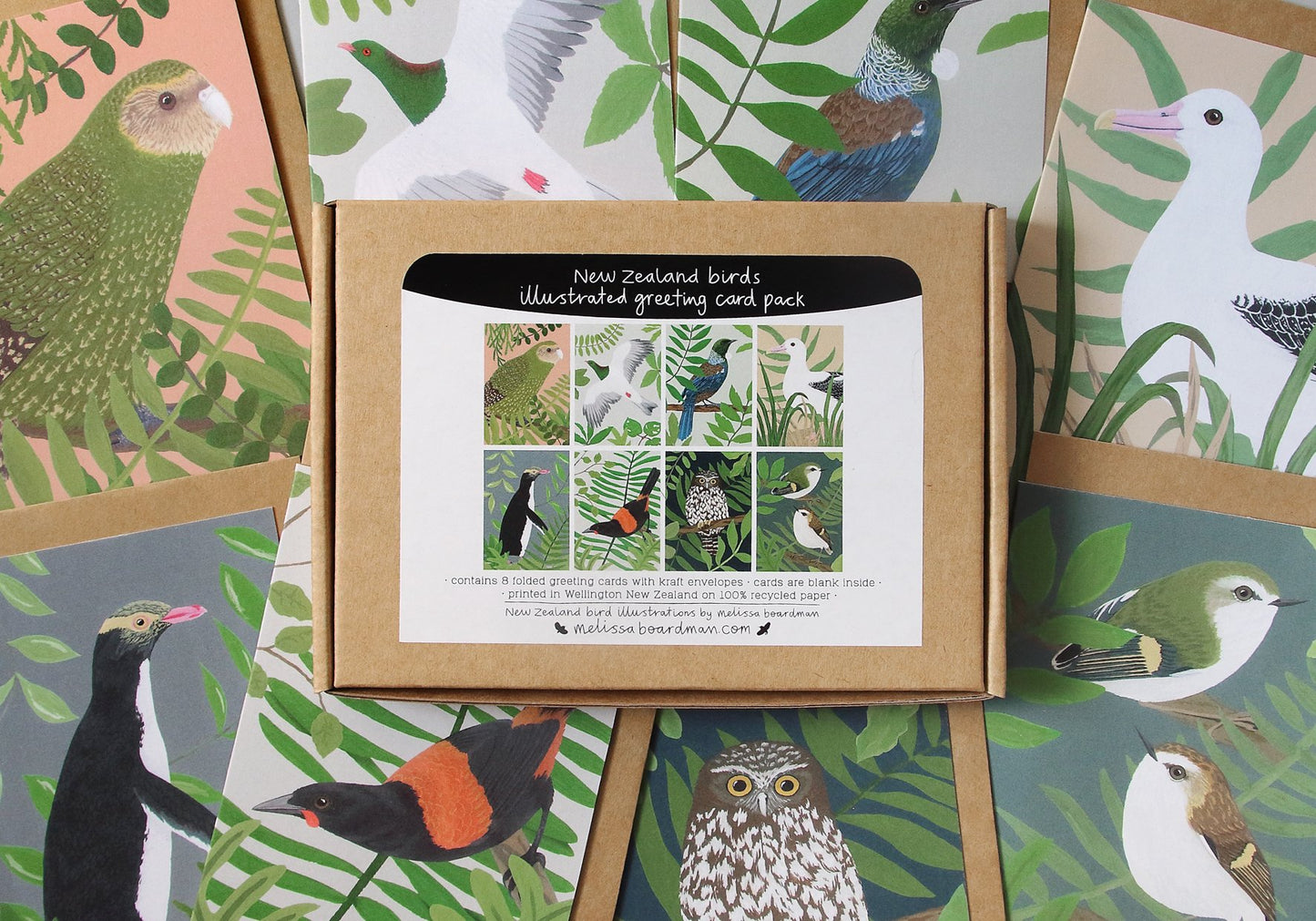 Illustrated NZ Bird Greeting Card Pack of 8 - Pack A